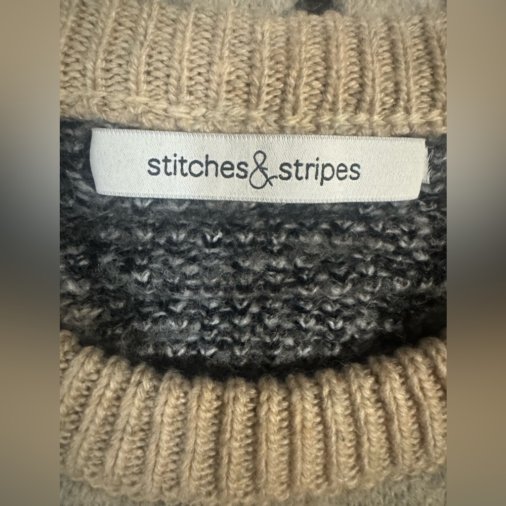 Striped V-Neck Chevron Cozy Sweater - Cream/Black - Picture 4 of 7